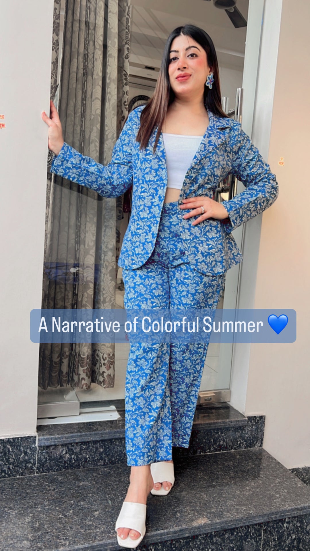 SUMMER BLUE 2PC COTTON CO-ORD SET - AR 5653