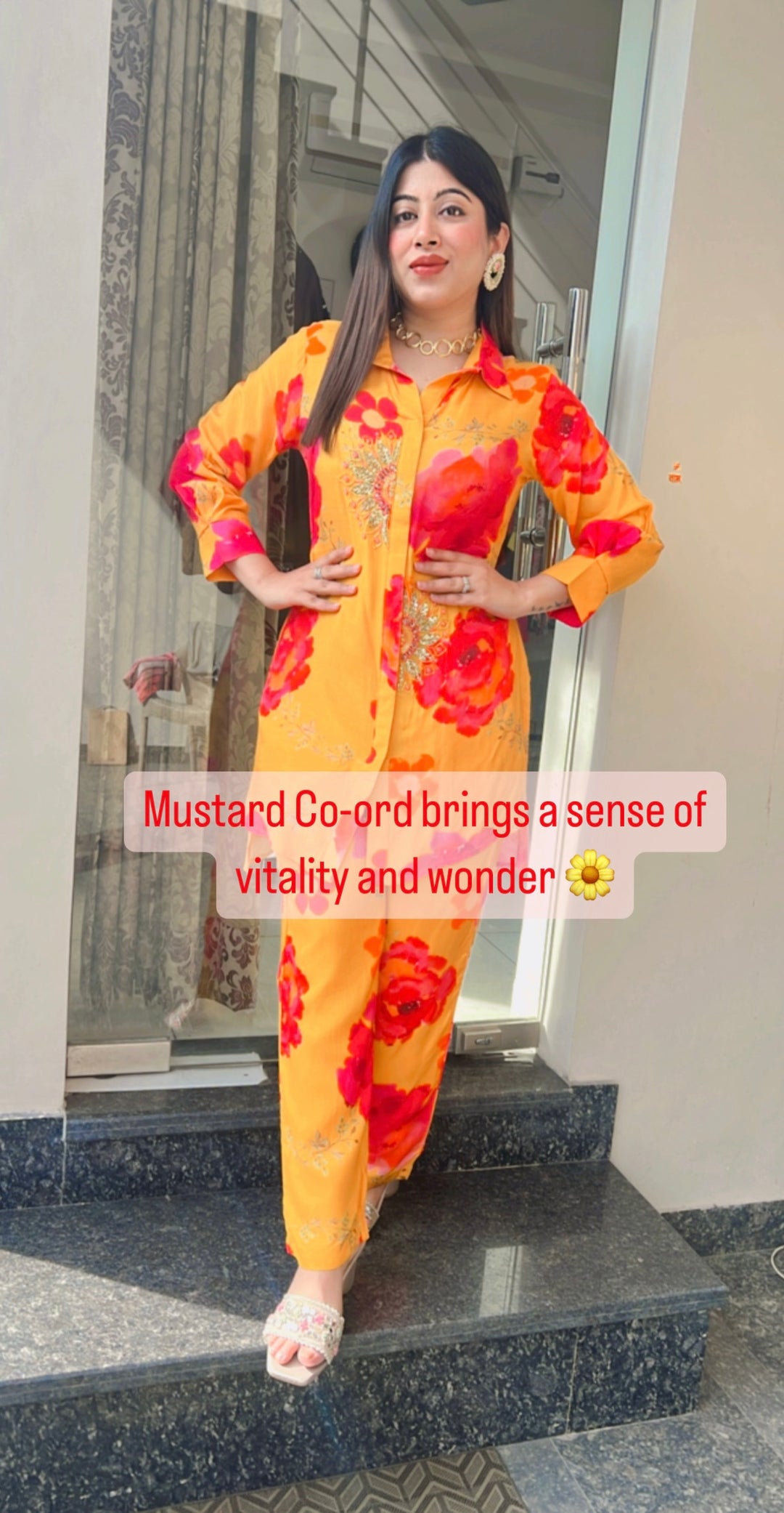 MUSTARD MUSLIN COTTON CO-ORD SET - AR 5678