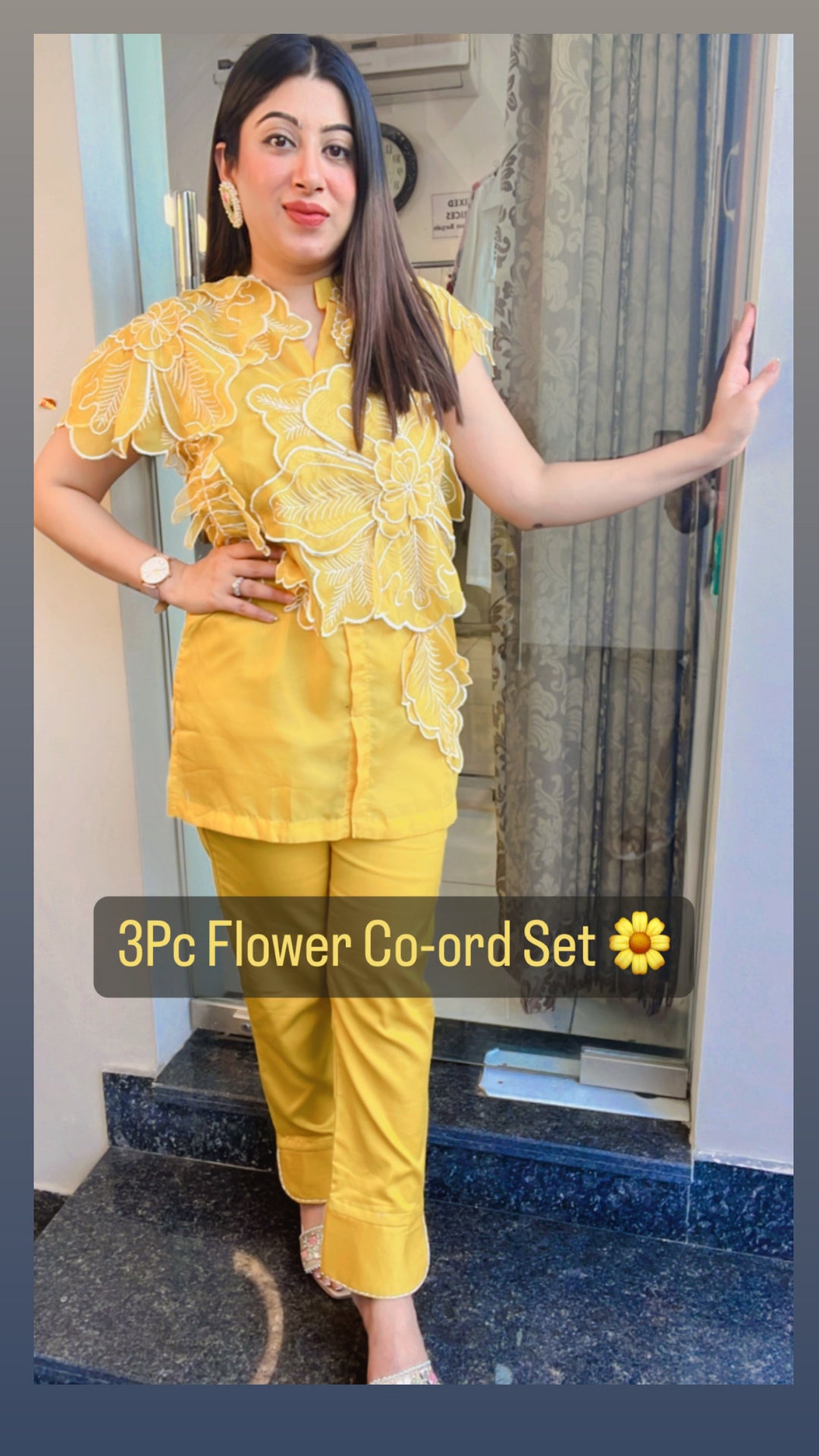 3PC MUSTARD CO-ORD SET - AR 5660