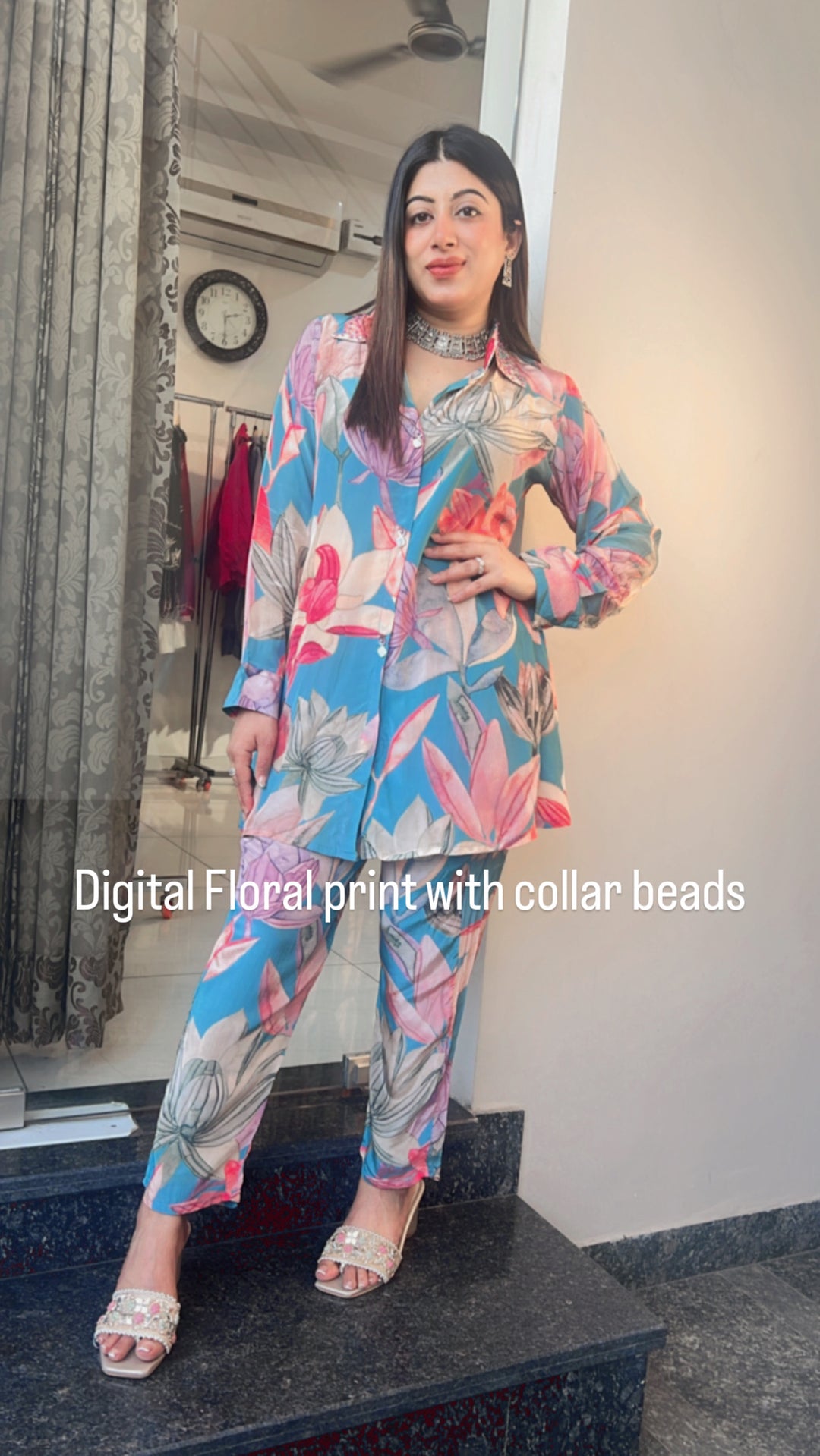 CRAPE PRINTED CO-ORD SET - AR 5699