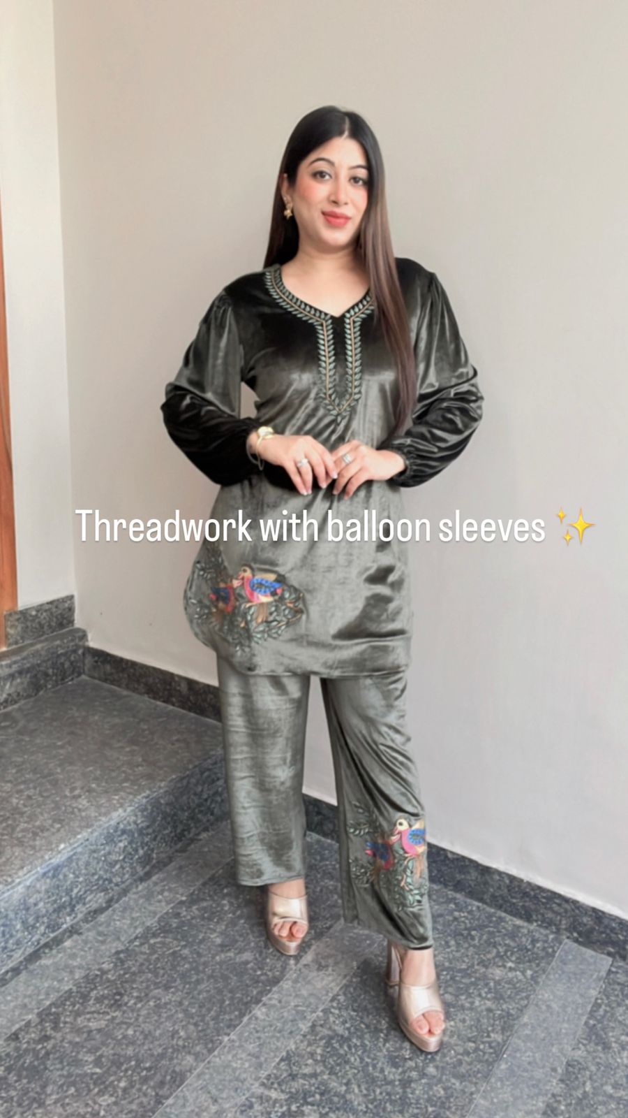 THREADWORK CO-ORD WITH BALOON SLEEVES
