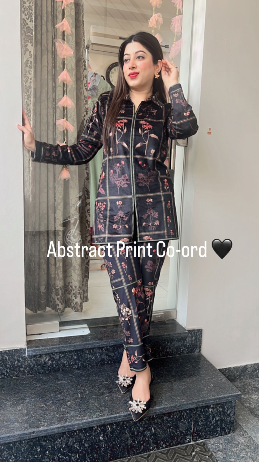 BLACK PRINTED WINTER CO-ORD
