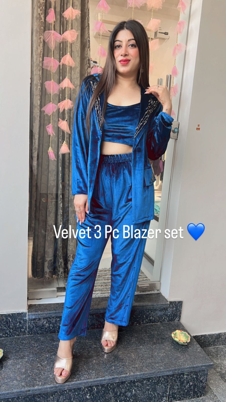 VELVET BLUE 3 PC BLAZER SET