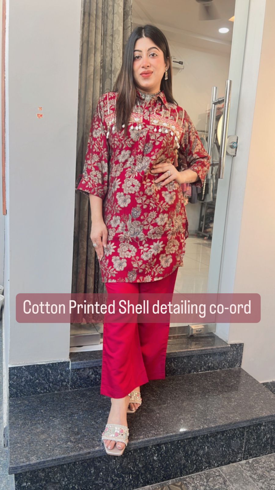 COTTON PRINTED SHELL DETAILING CO-ORD