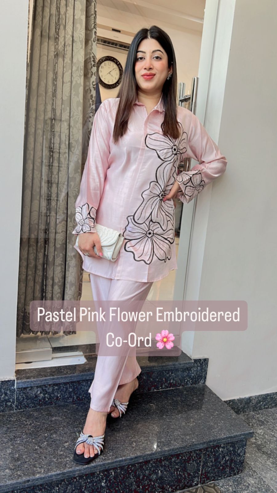 COTTON SILK FLOWER EMBROIDERED CO-ORD