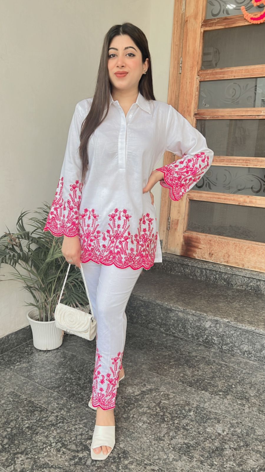PURE LINEN CO-ORD WITH EMBROIDERY