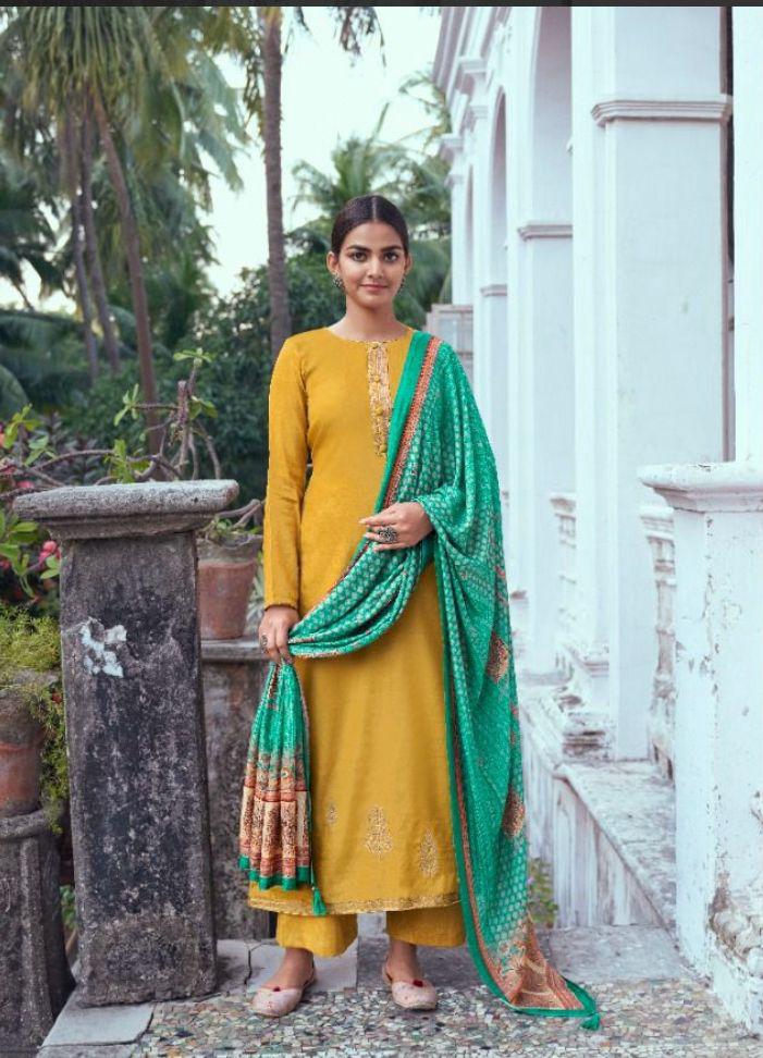 YELLOW PASHMINA WINTER SUIT
