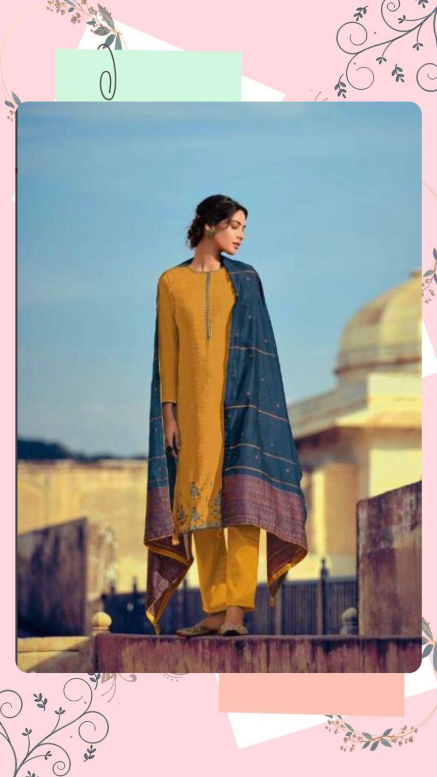 YELLOW EMBROIDRED WINTER SUIT