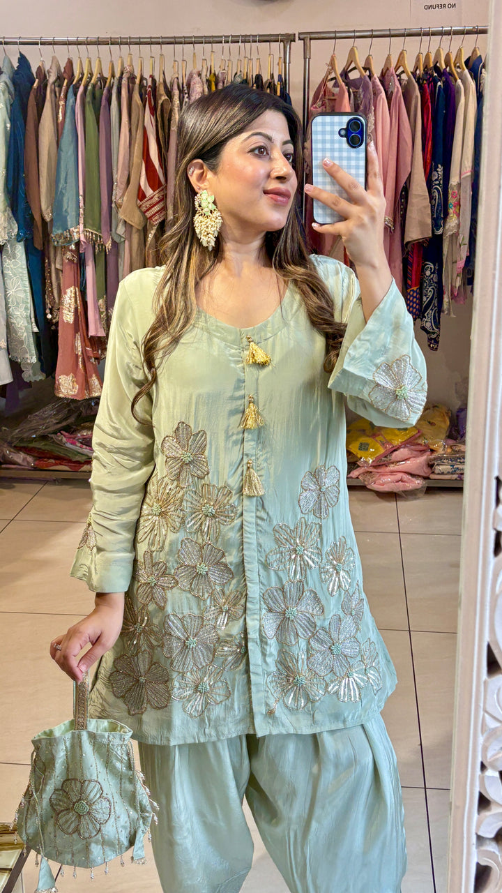 "ZAHRA"-FESTIVE CO-ORD WITH POTLI BAG