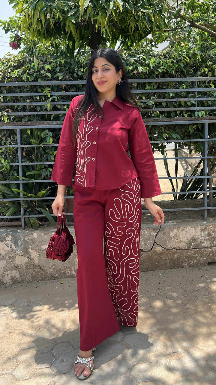 "ibta"-dori embroidery two piece set
