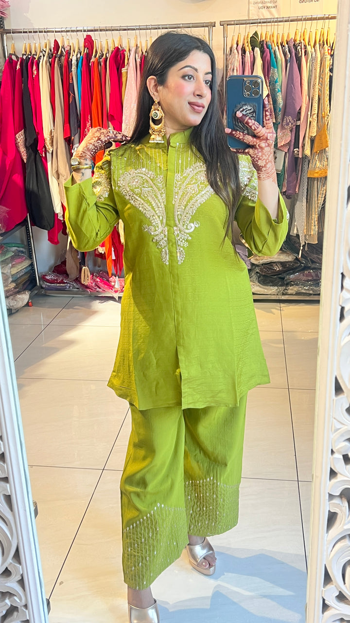 NORA-GREEN FESTIVE TWO PIECE CO-ORD