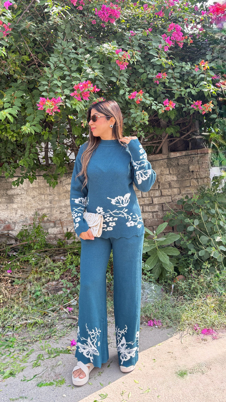 "HOOR"-BUTTERFLY KNITTED WOOLEN CO-ORD