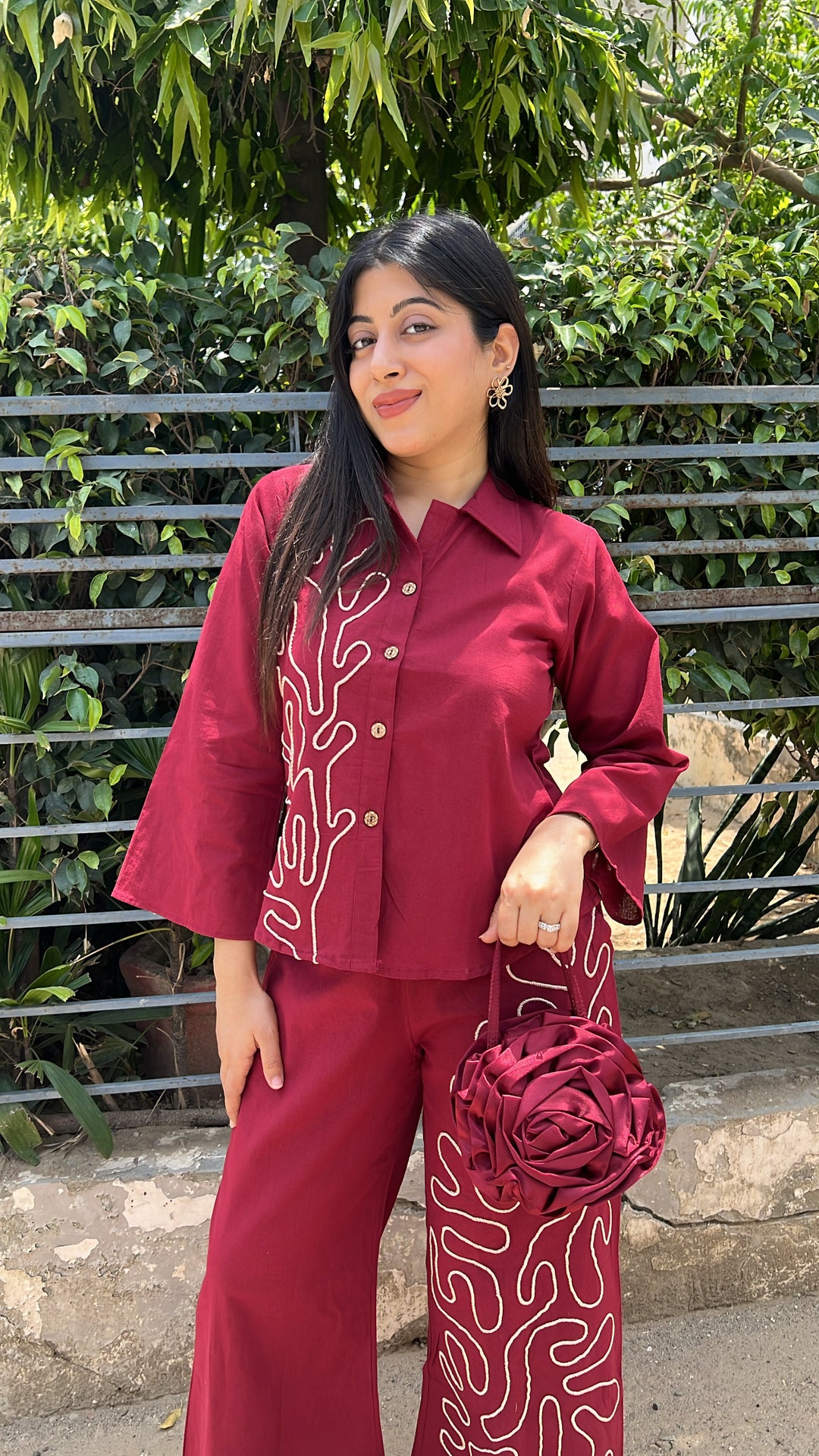 "ibta"-dori embroidery two piece set