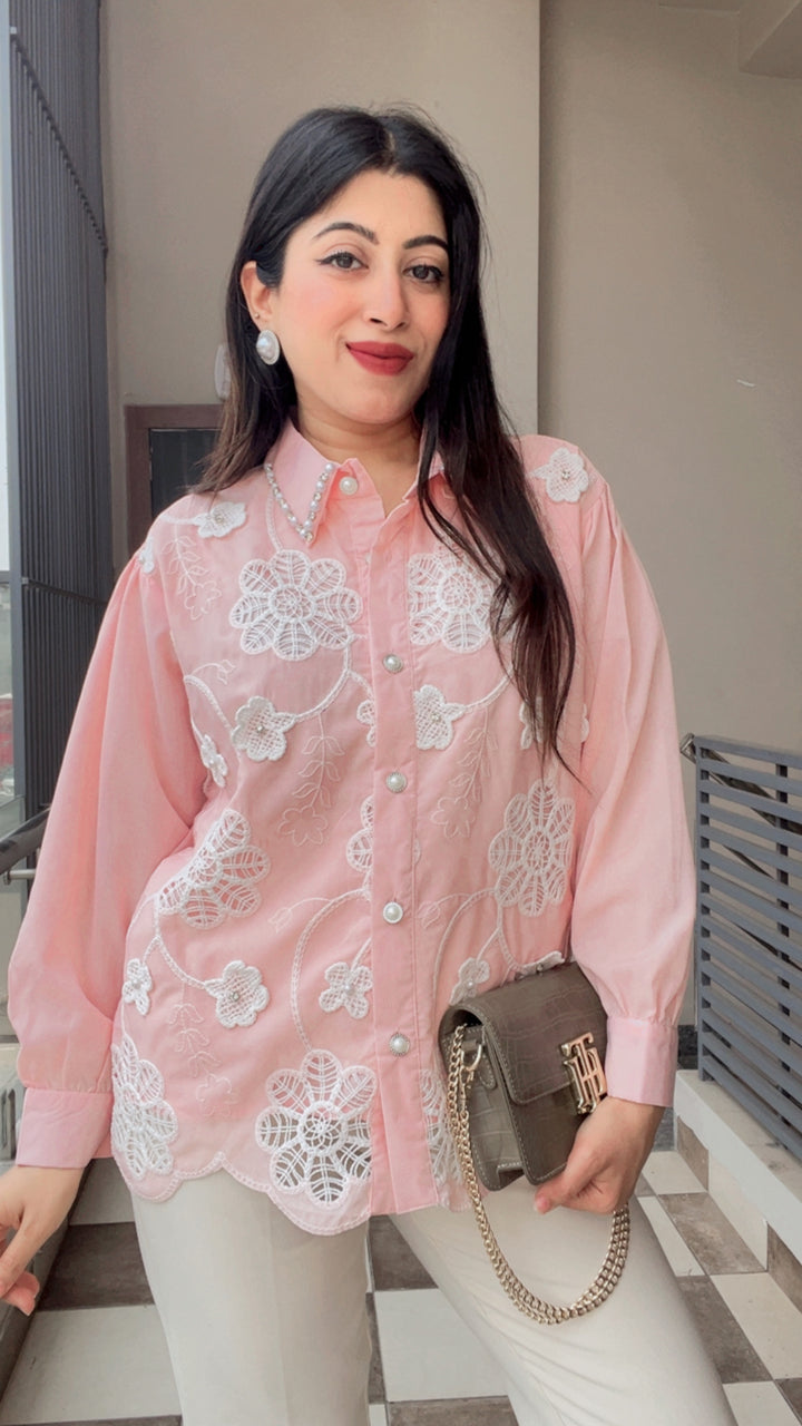 "daizy"-floral embroidery shirt