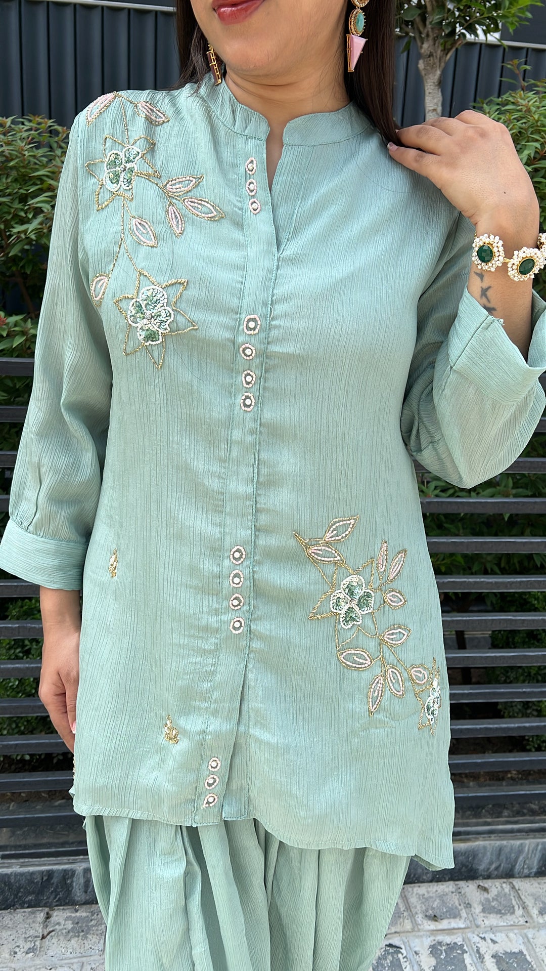 SEA GREEN TULIP PANTS CO-ORD