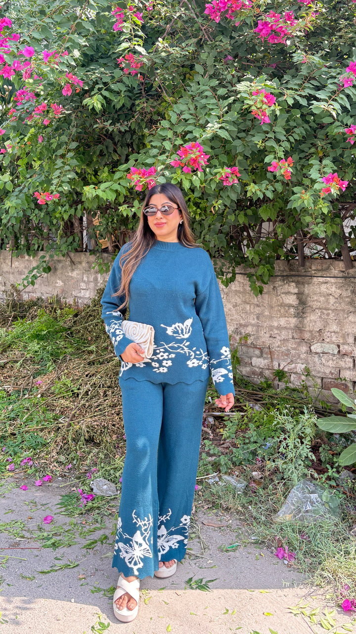 "HOOR"-BUTTERFLY KNITTED WOOLEN CO-ORD