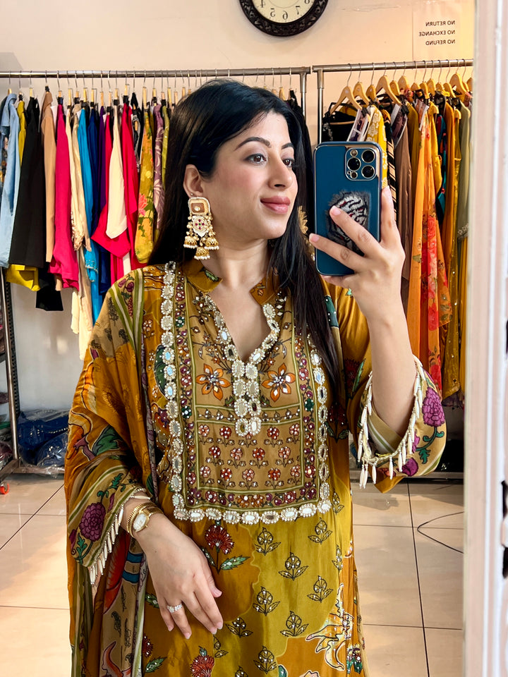 "AMBER"-FARSHI SALWAR CREPE SUIT