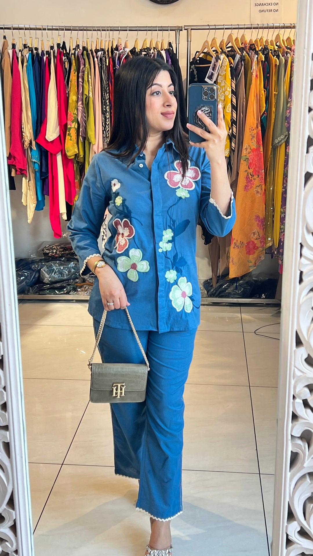 "SAFA"-BLUE FLORAL EMBROIDERY CO-ORD