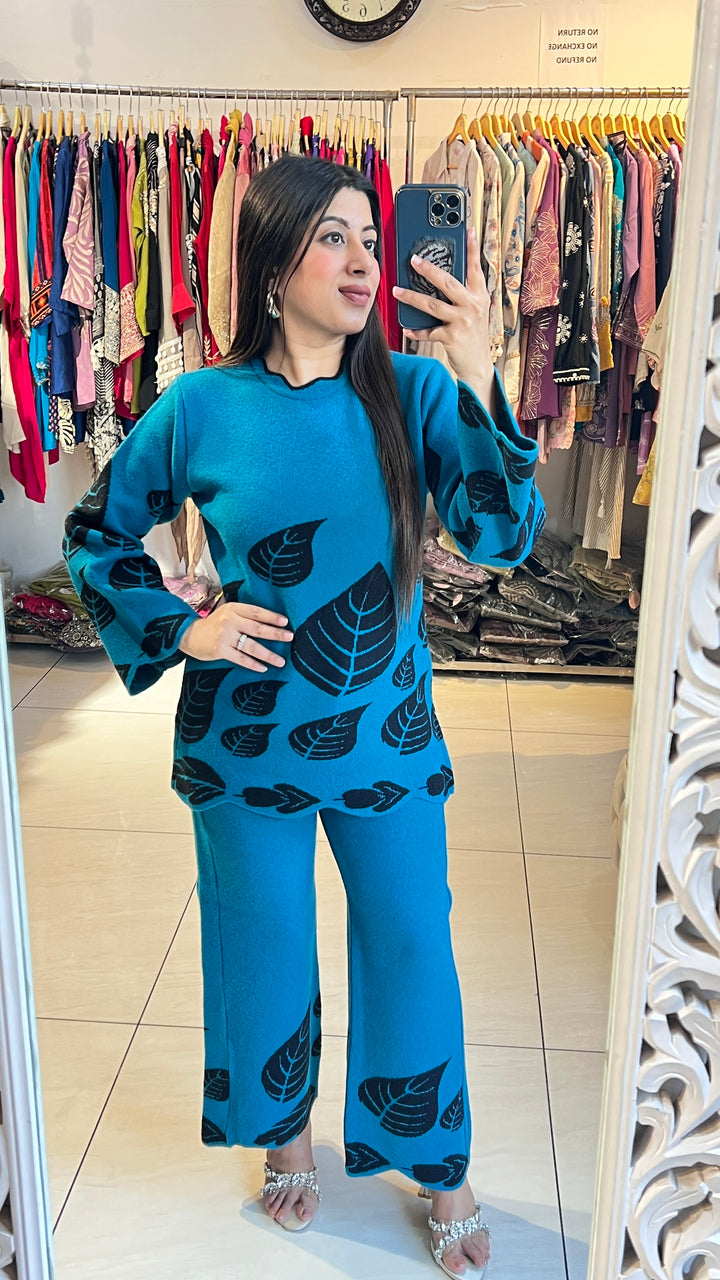 "AZMARA"-LEAF KNITTED WOOLEN CO-ORD