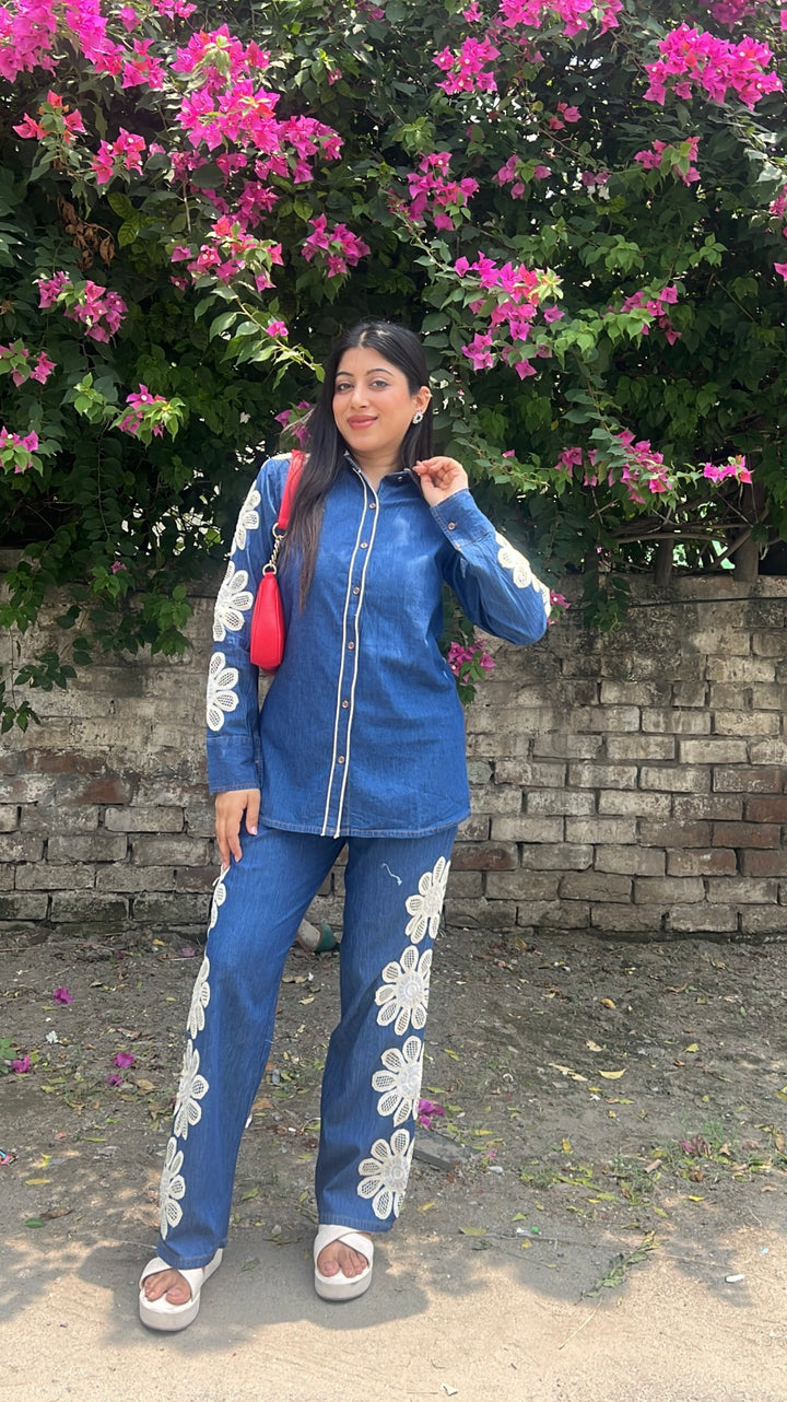 "roche"-crochet denim co-ord