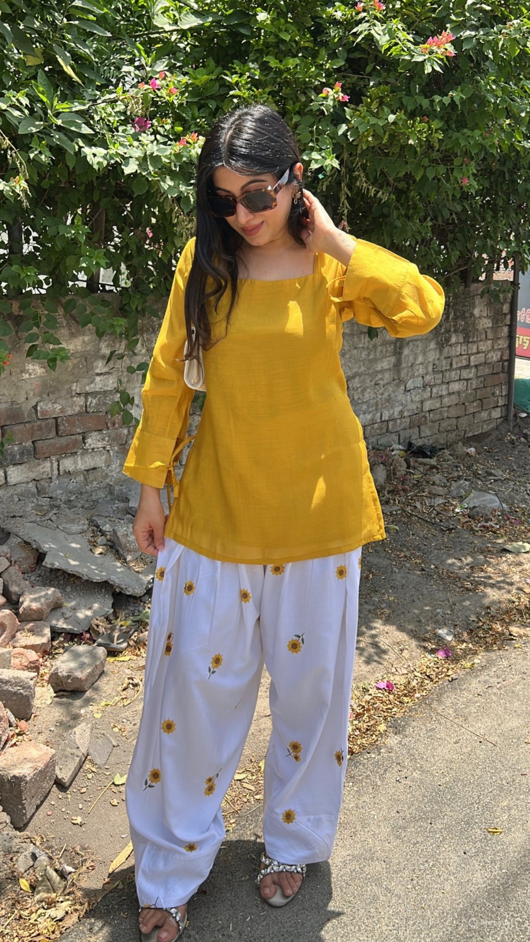 "HAZEL"-sunflower  EMBROIDERY FARSHI CO-ORD