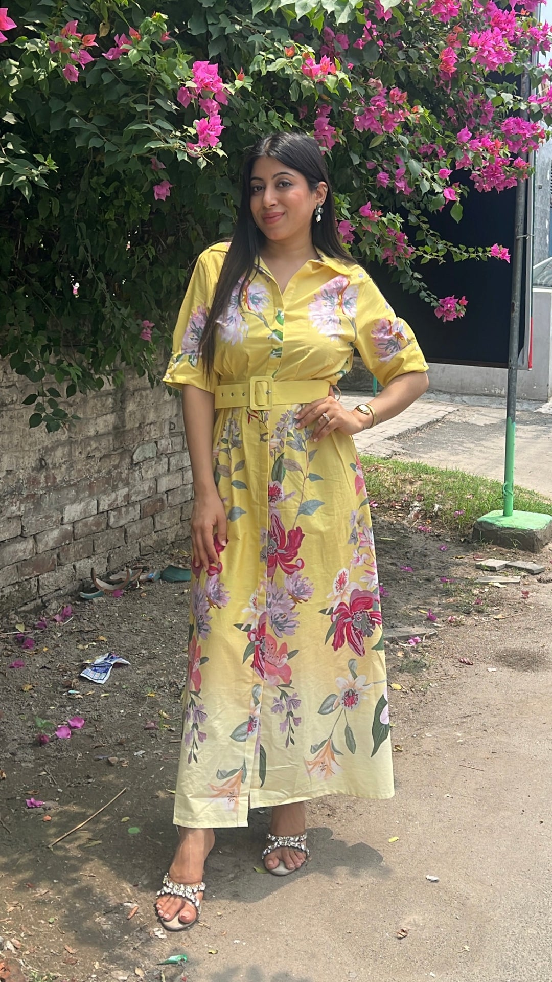 "nyro"-floral dress with belt