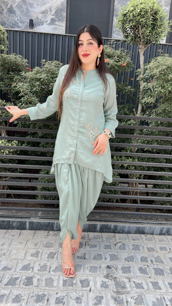SEA GREEN TULIP PANTS CO-ORD