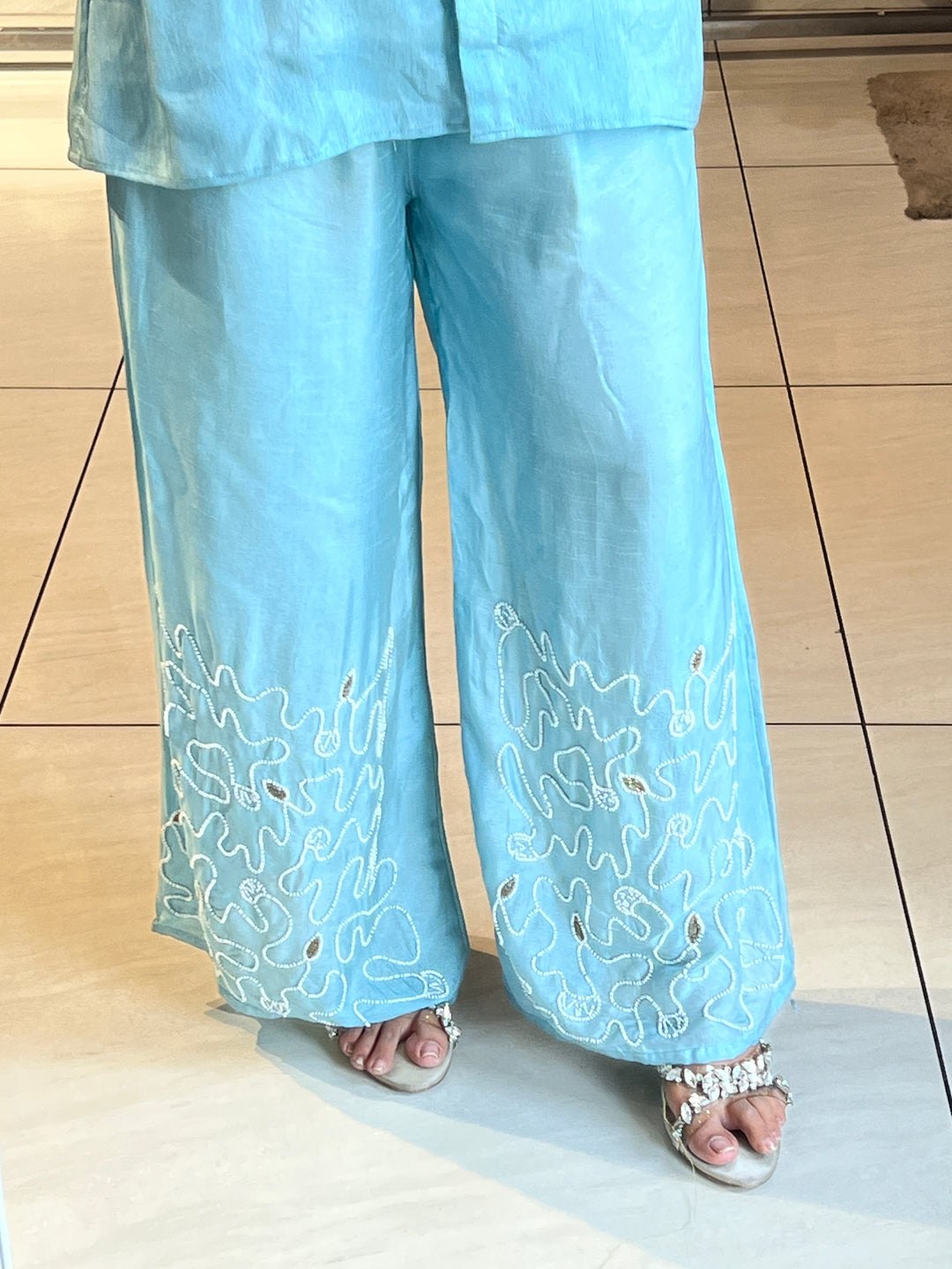 "OMBRE"-BLUE CO-ORD WITH HANDWORK DETAILINGS