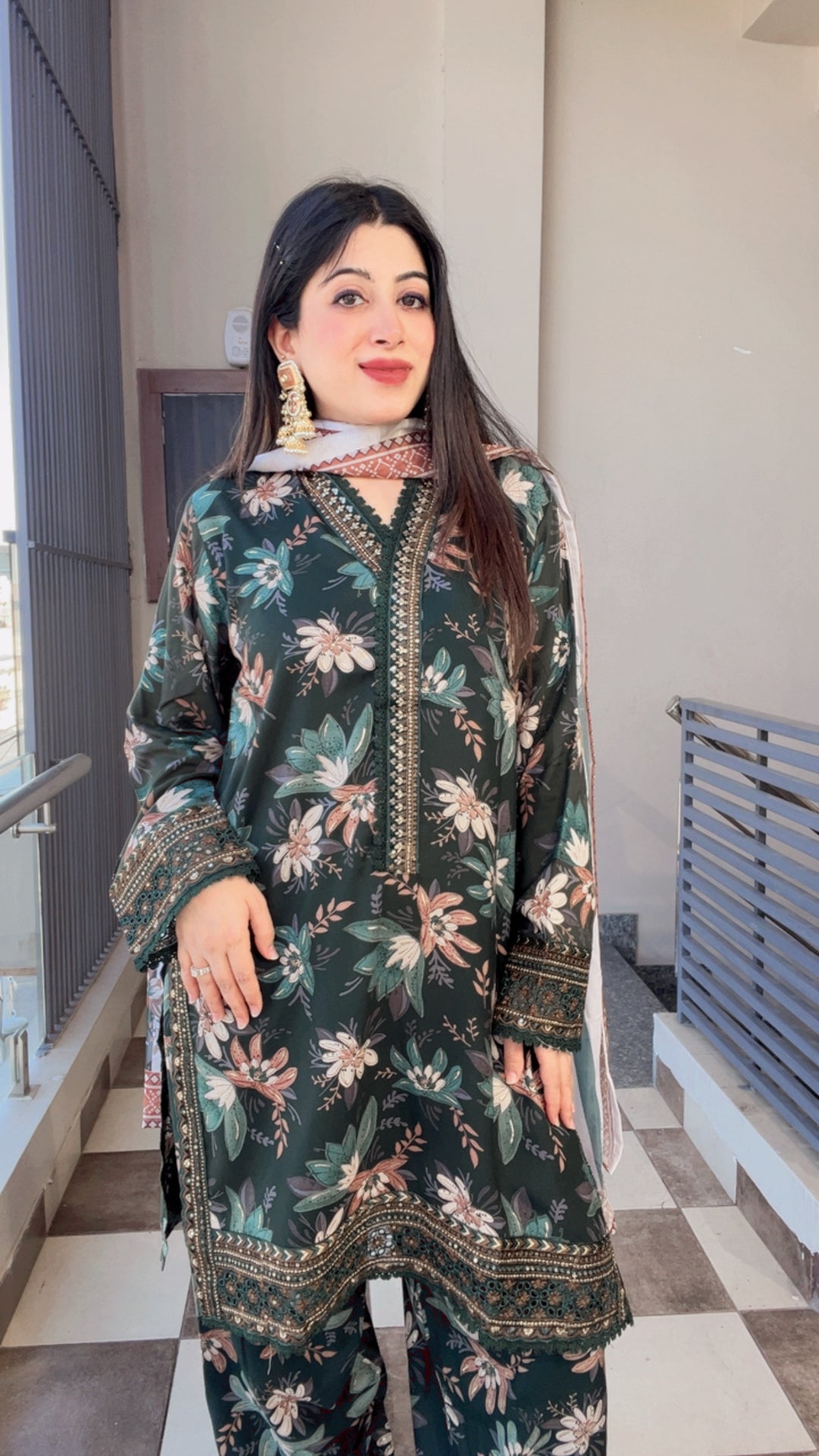 "MEGHA"-GREEN FARSHI SALWAR Suit