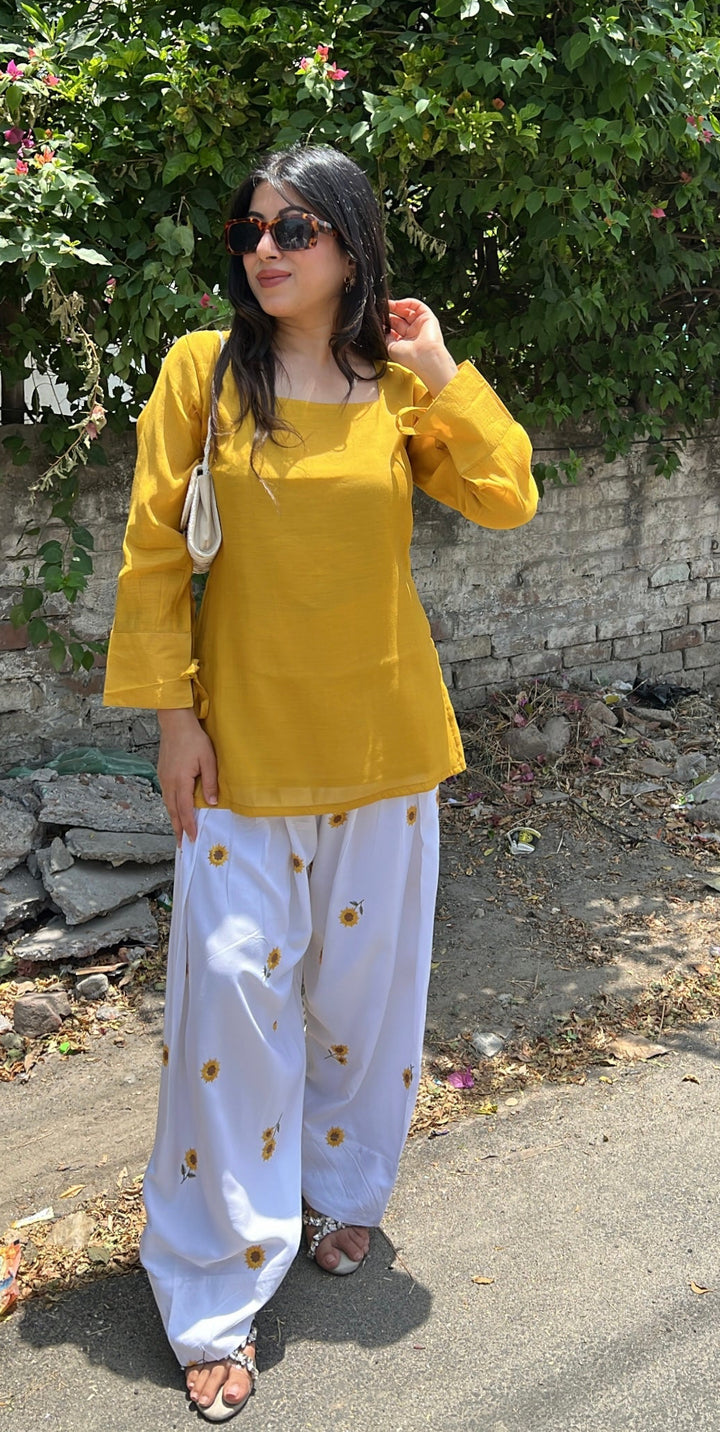 "HAZEL"-sunflower  EMBROIDERY FARSHI CO-ORD