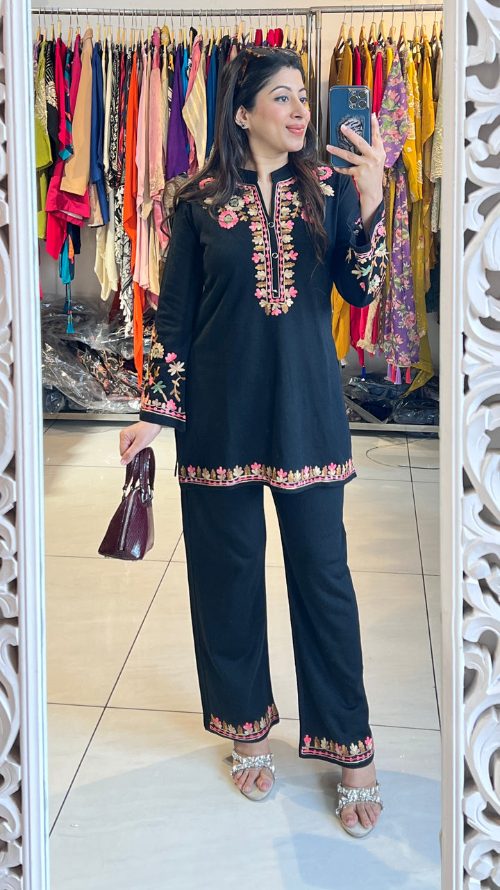 "NITIBHA"-FLORAL EMBROIDERY WOOLEN CO-ORD