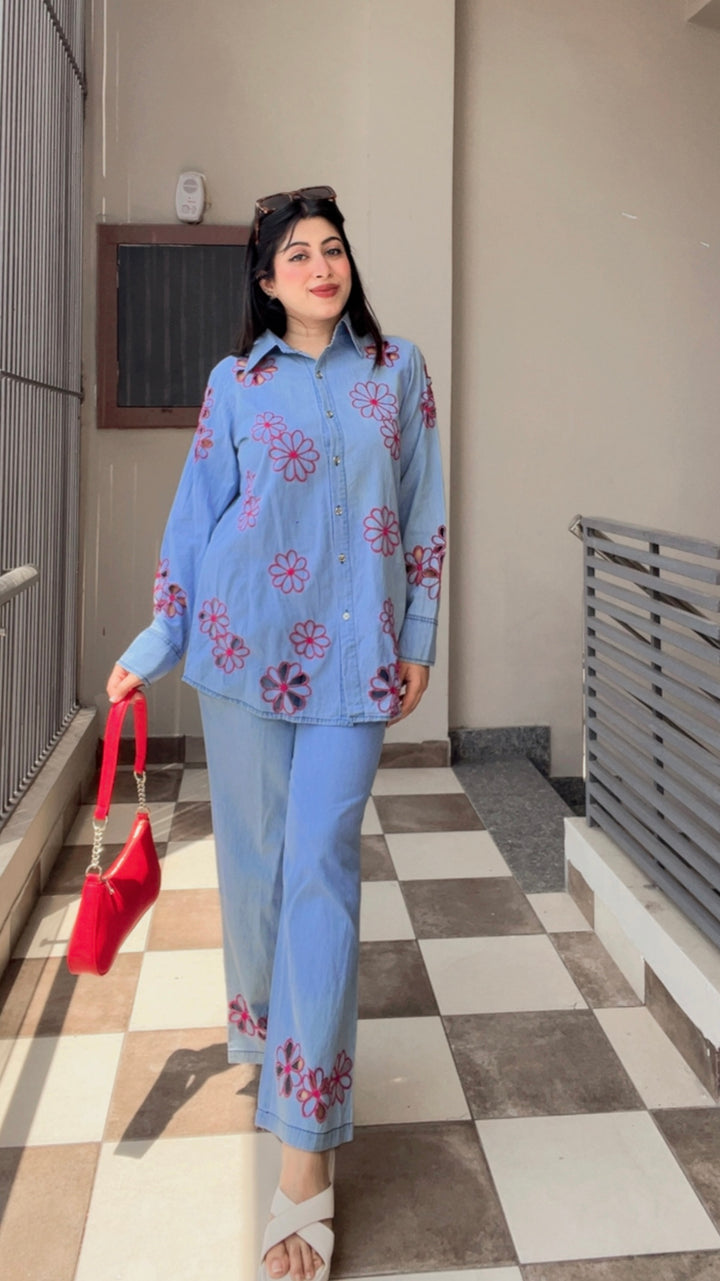 "NIKI"-DENIM CUTWORK CO-ORD