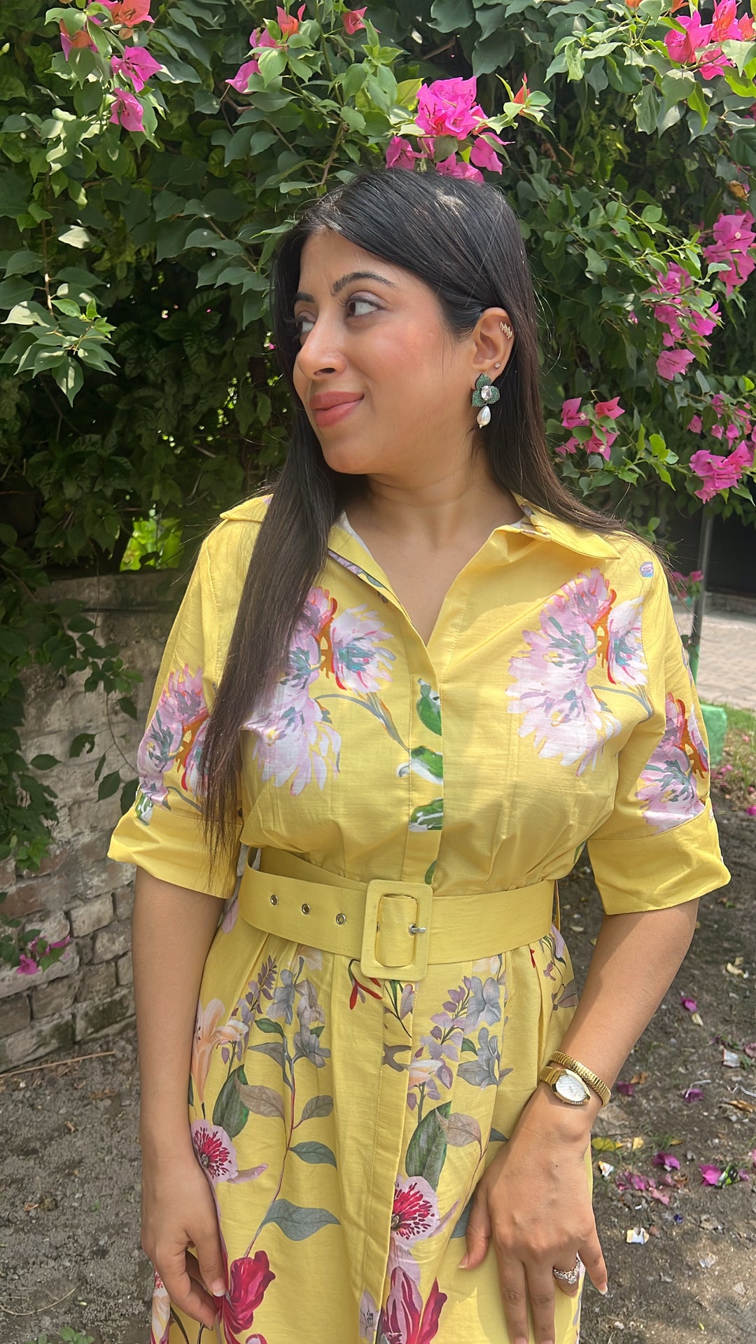 "nyro"-floral dress with belt