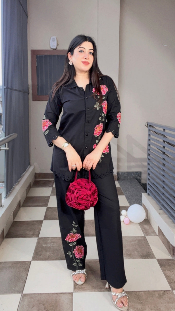 "SIERRA"-BLACK EMBROIDERY CO-ORD