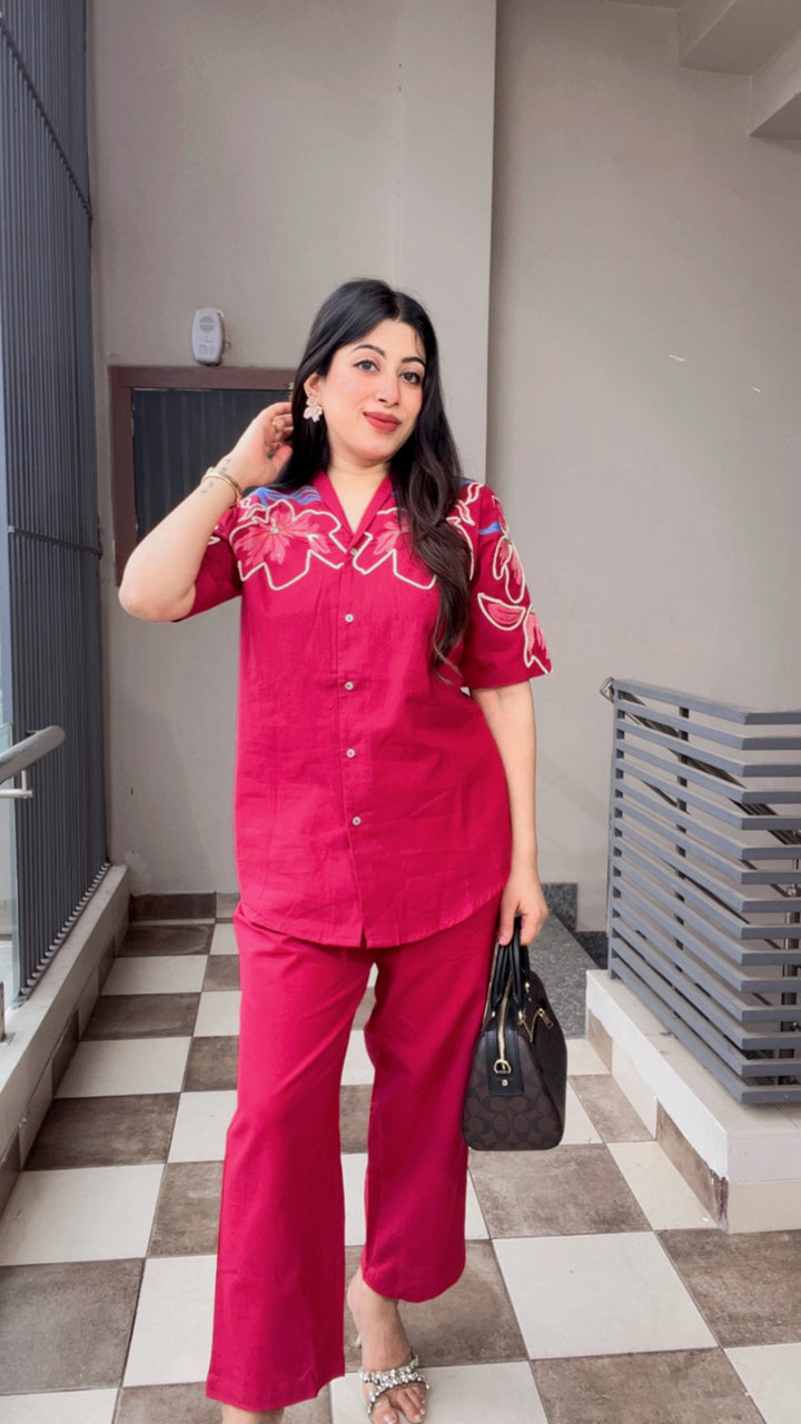 "JASMINE"-RED FLORAL CO-ORD