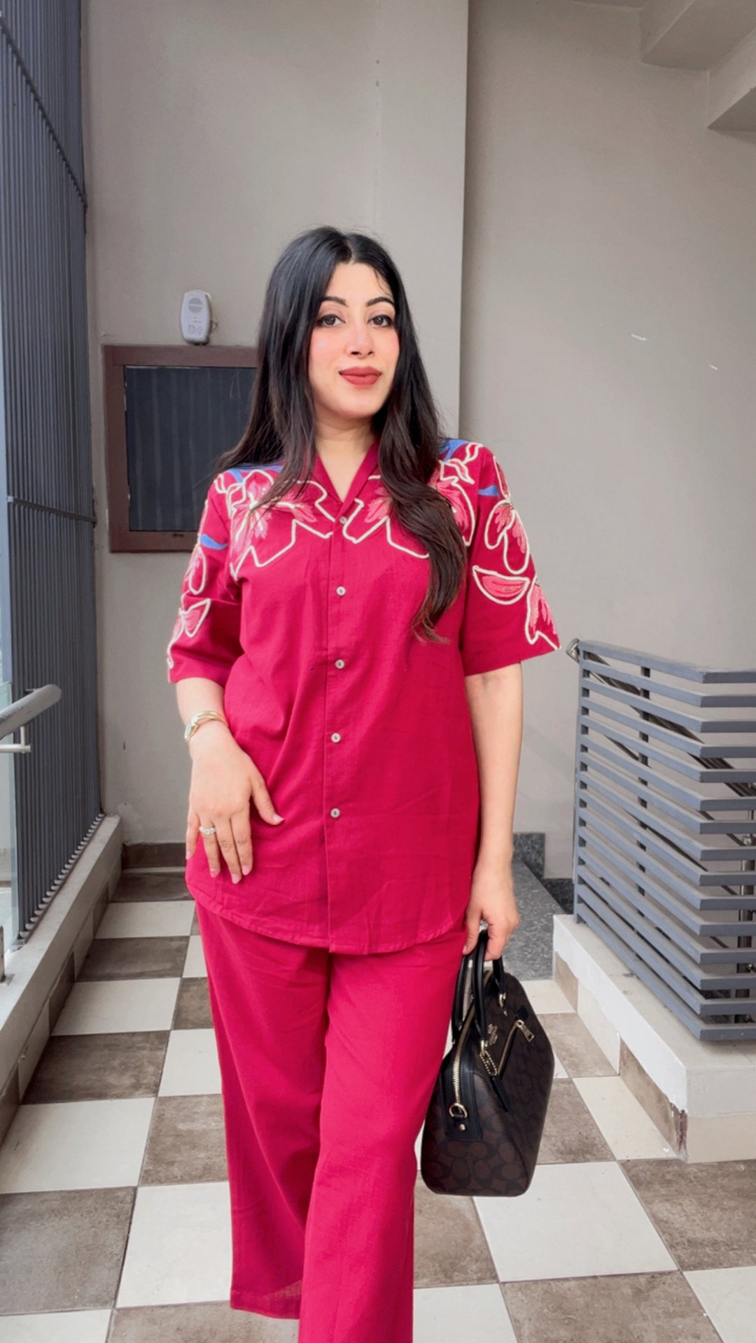 "JASMINE"-RED FLORAL CO-ORD