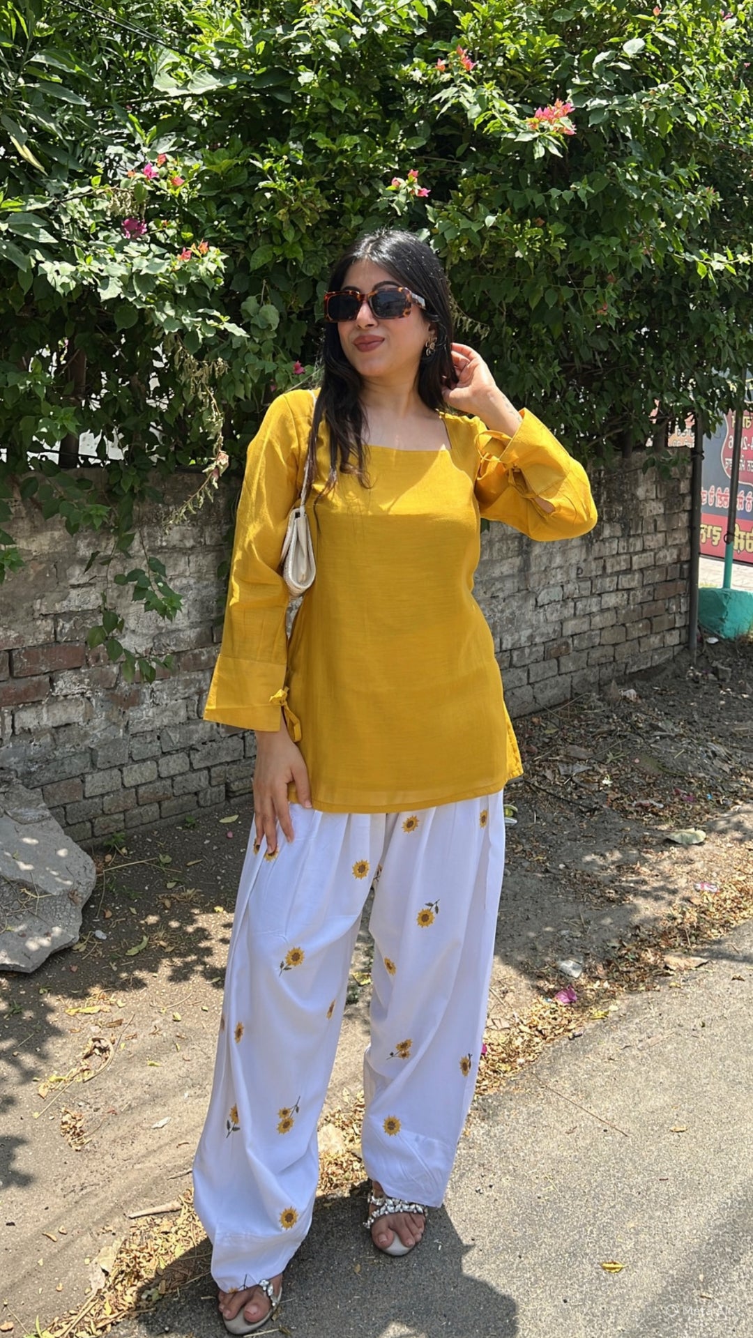 "HAZEL"-sunflower  EMBROIDERY FARSHI CO-ORD