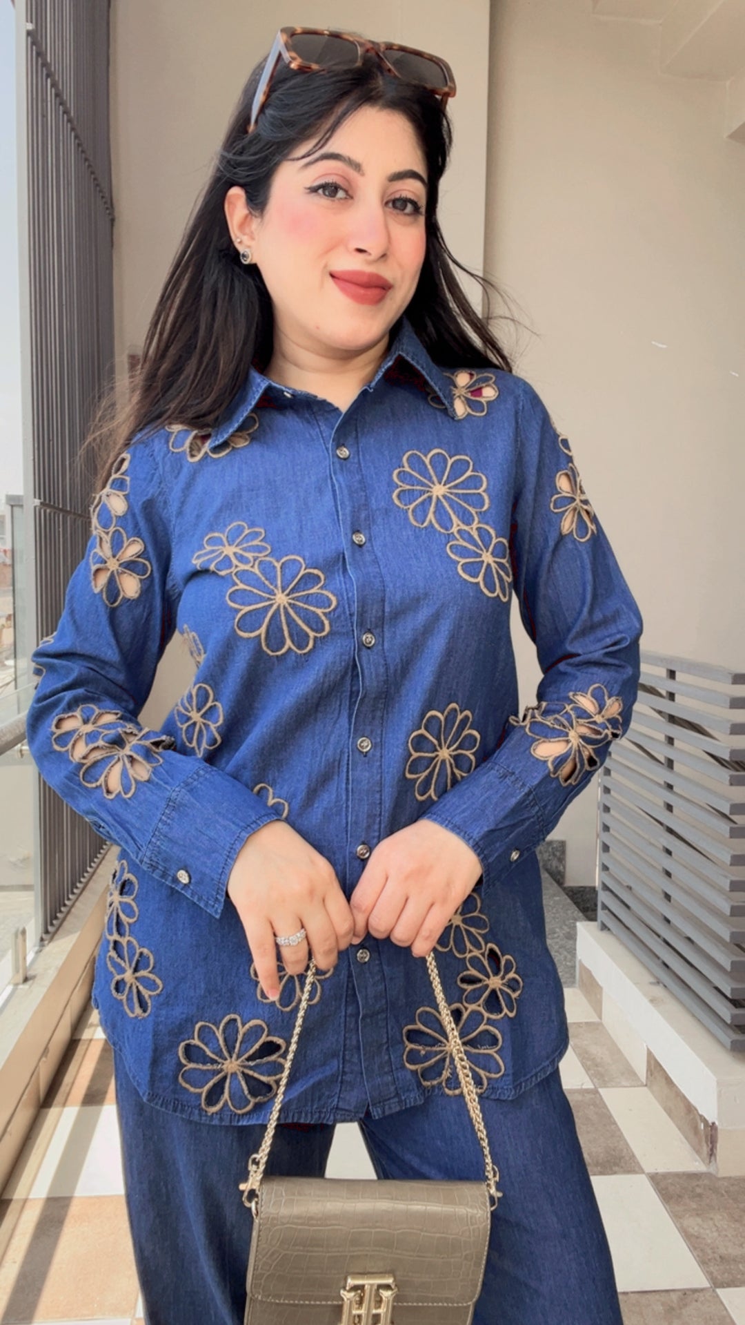 "NIKI"-DENIM CUTWORK CO-ORD