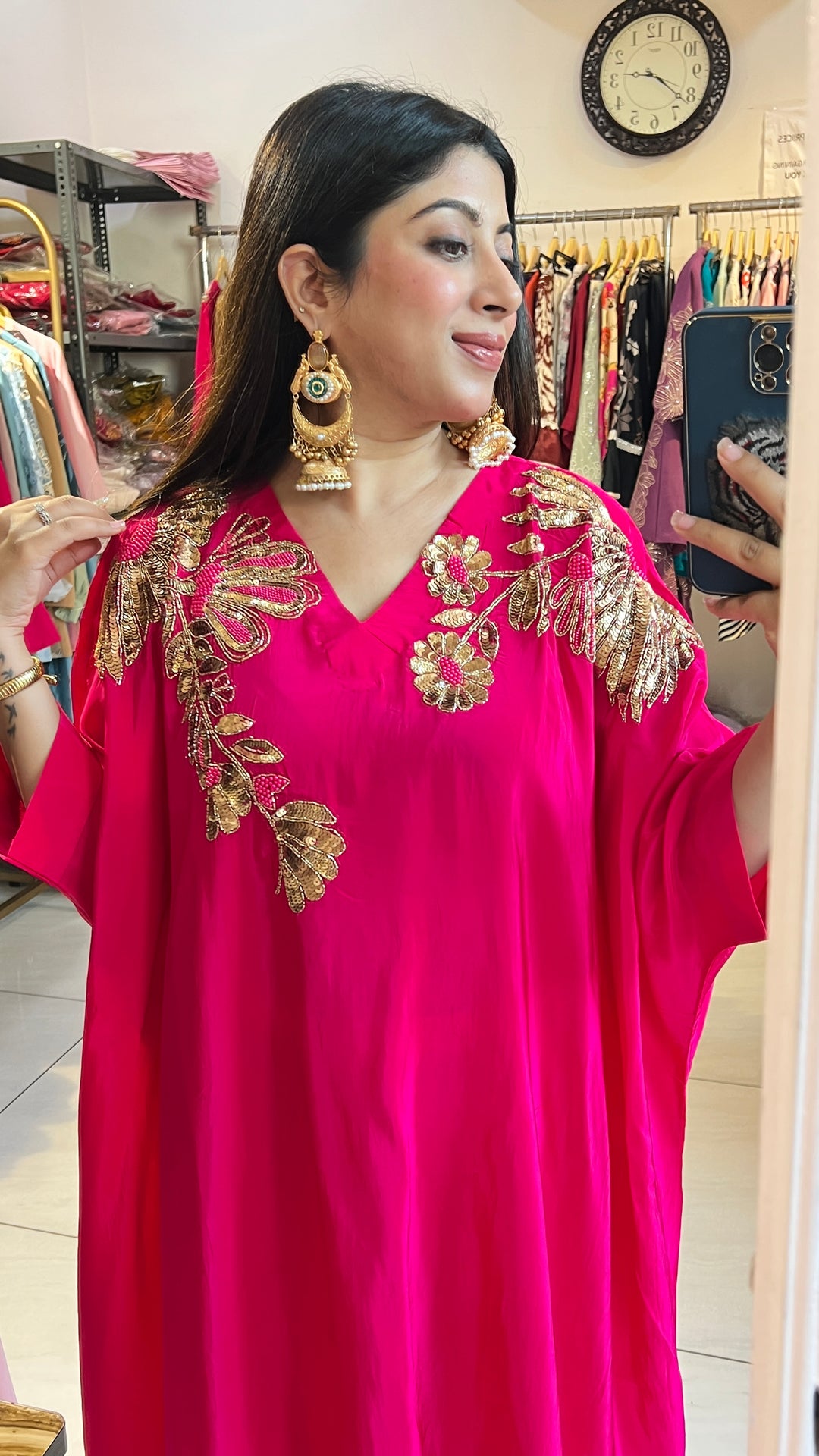 "LIZA"-HOT PINK TWO PIECE HANDWORK SET