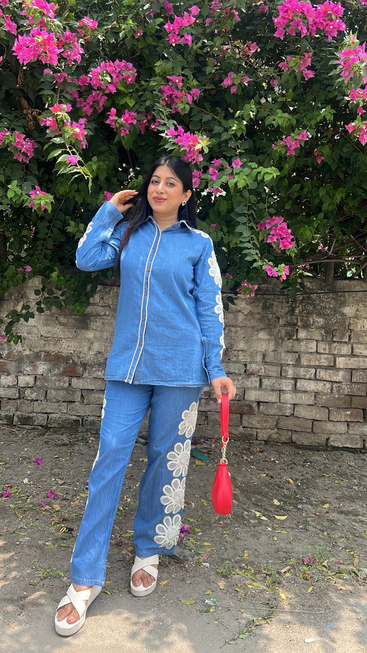 "roche"-crochet denim co-ord