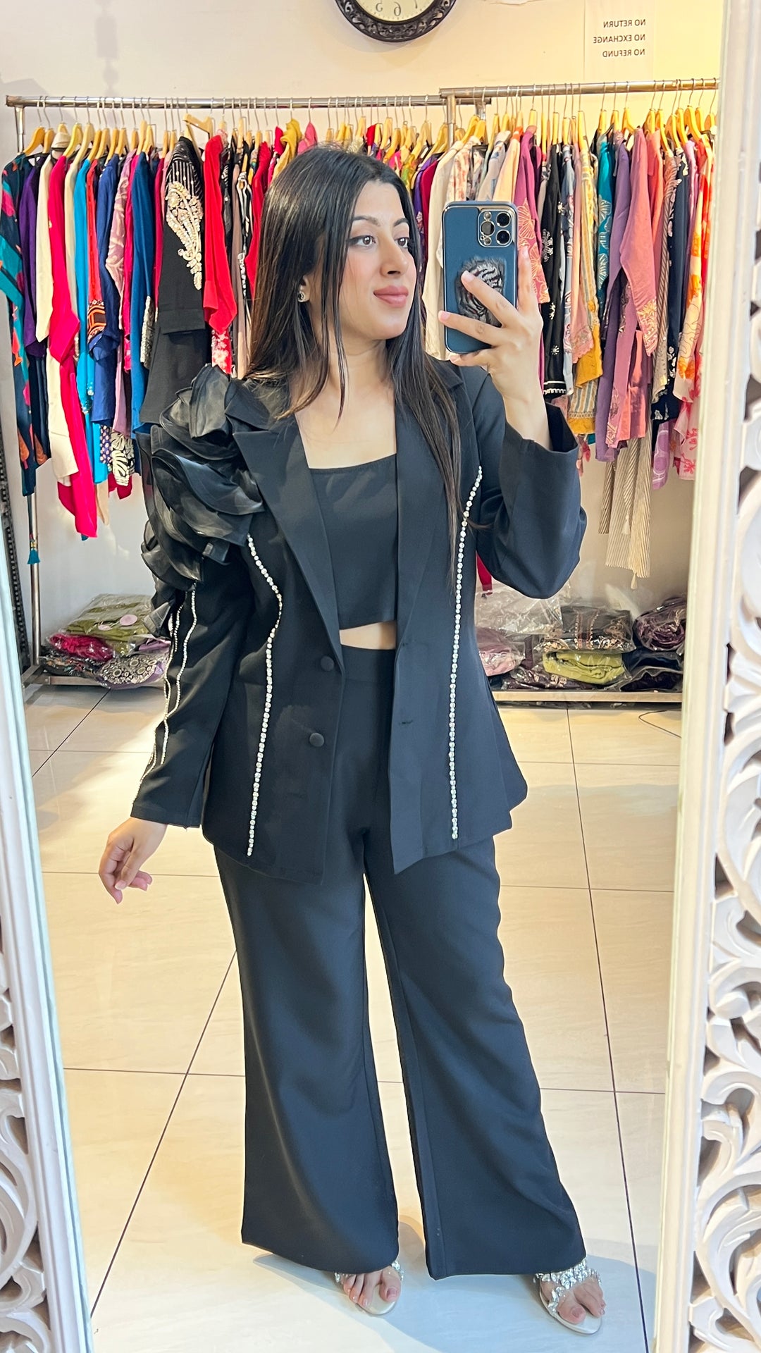 "DAIZY"-3 PIECE RUFFLED BLAZER SET