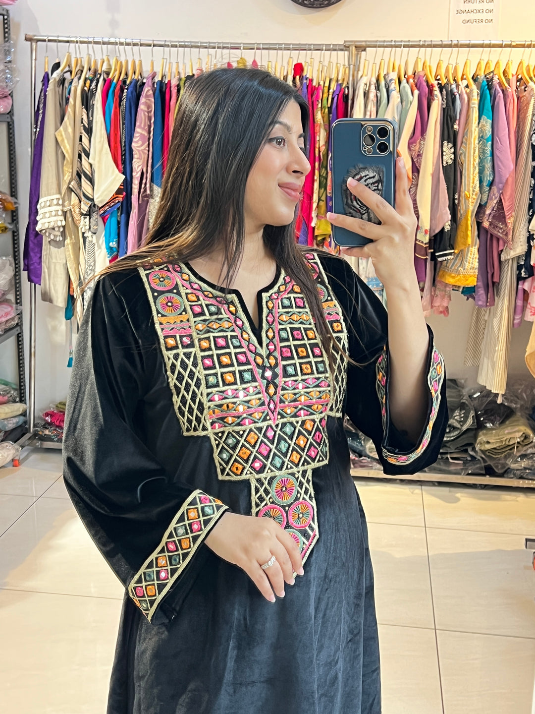 "NISHA"-MIRROR EMBROIDERY VELVET  CO-ORD