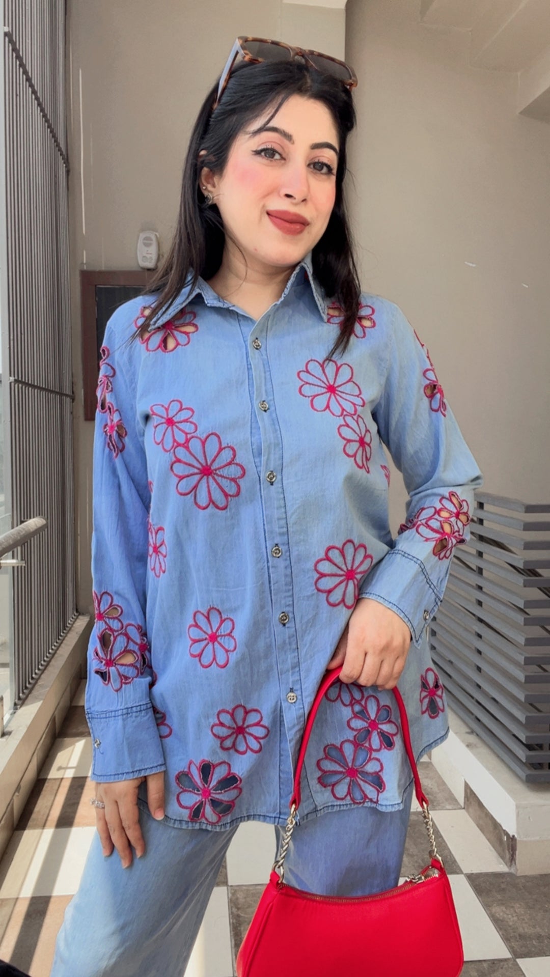 "NIKI"-DENIM CUTWORK CO-ORD