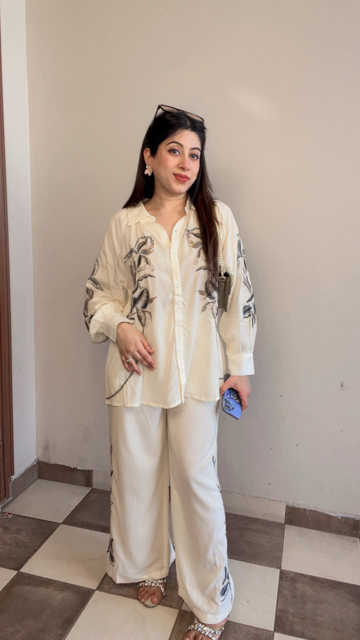 "AAFIYA"-SUMMER CO-ORD WITH HANDWORK DETAILING