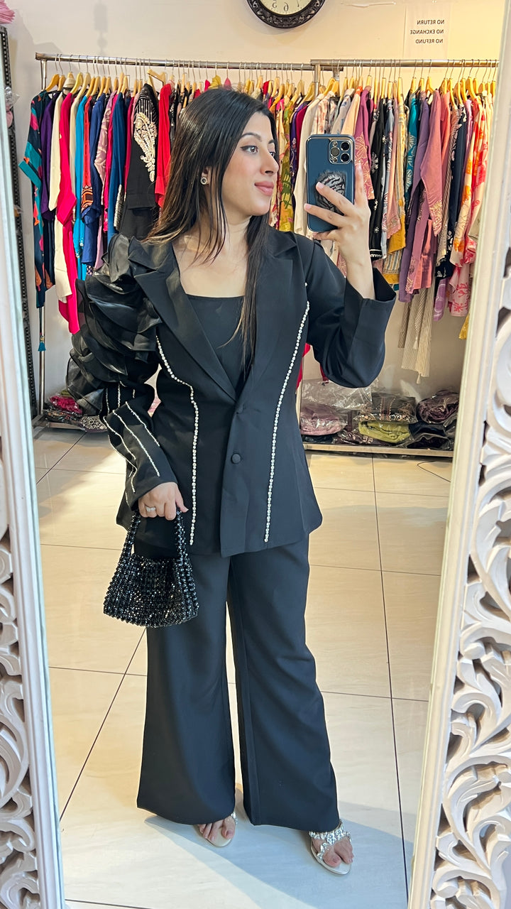 "DAIZY"-3 PIECE RUFFLED BLAZER SET