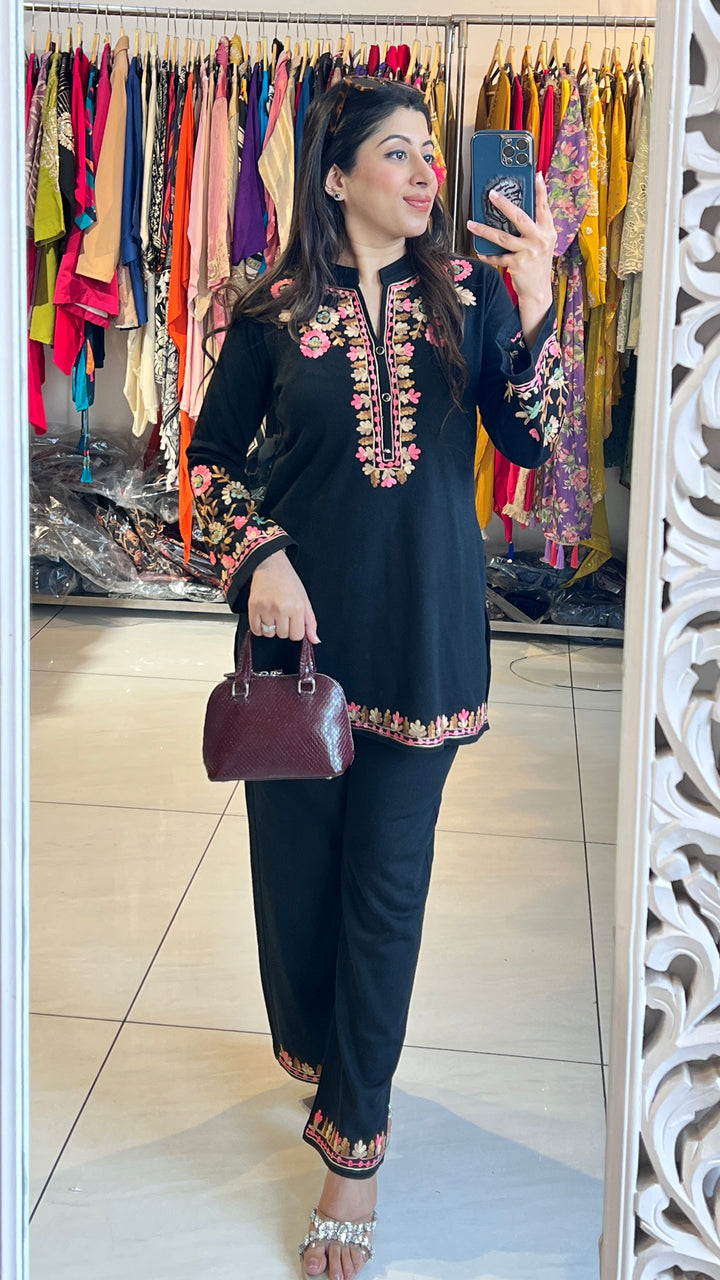 "NITIBHA"-FLORAL EMBROIDERY WOOLEN CO-ORD
