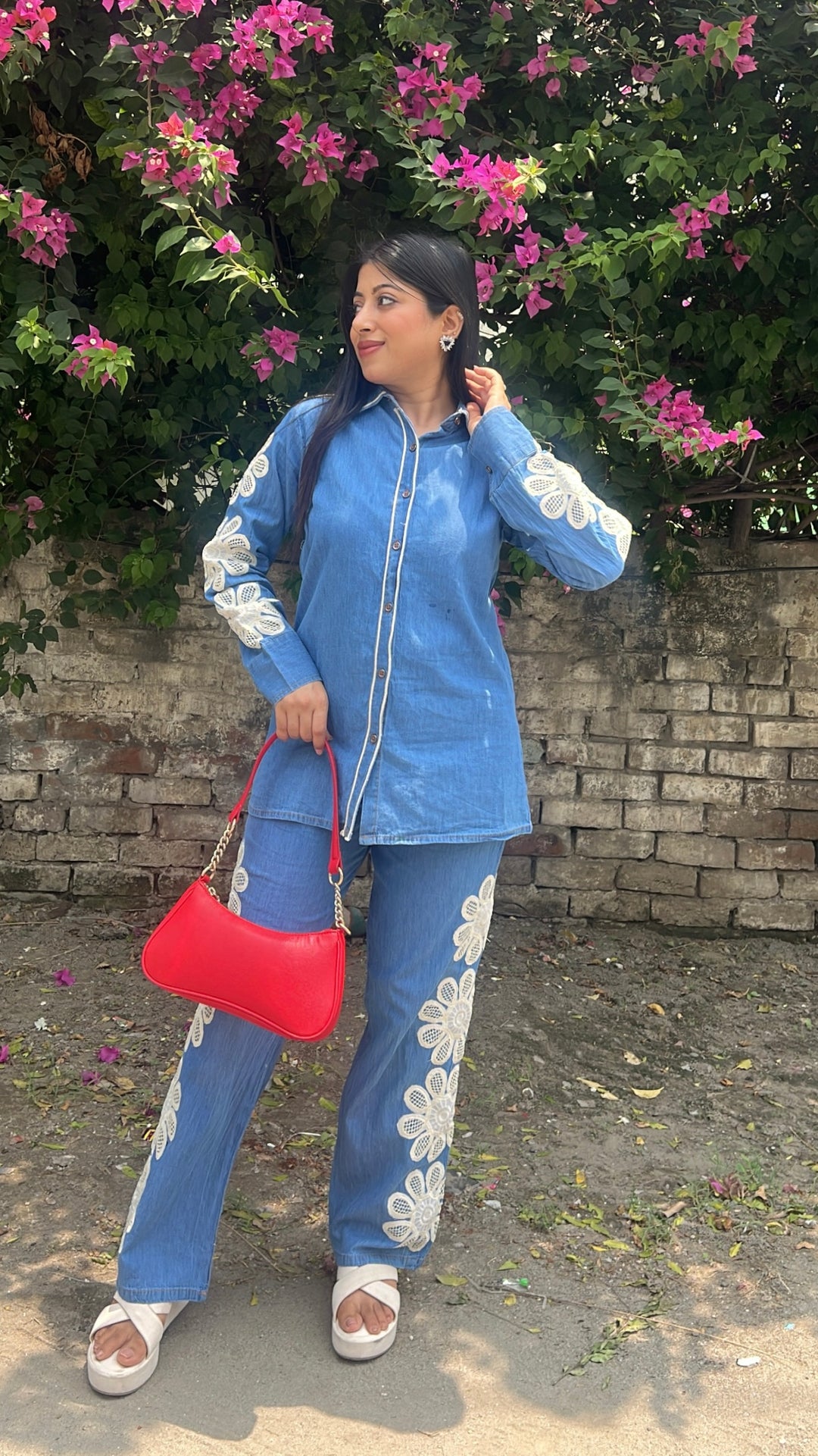 "roche"-crochet denim co-ord