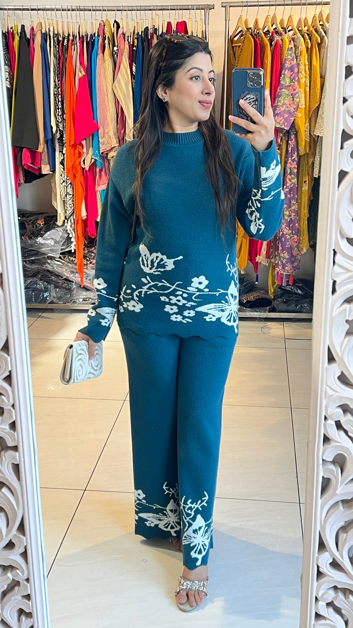 "HOOR"-BUTTERFLY KNITTED WOOLEN CO-ORD