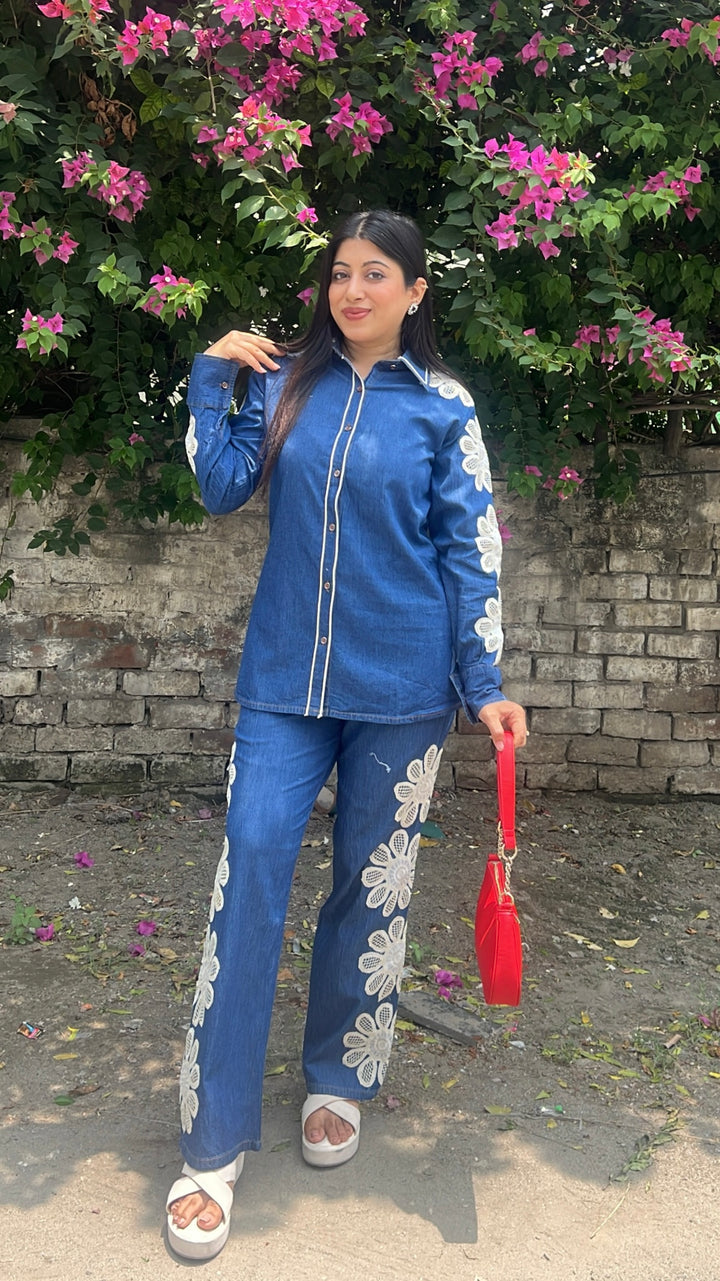 "roche"-crochet denim co-ord