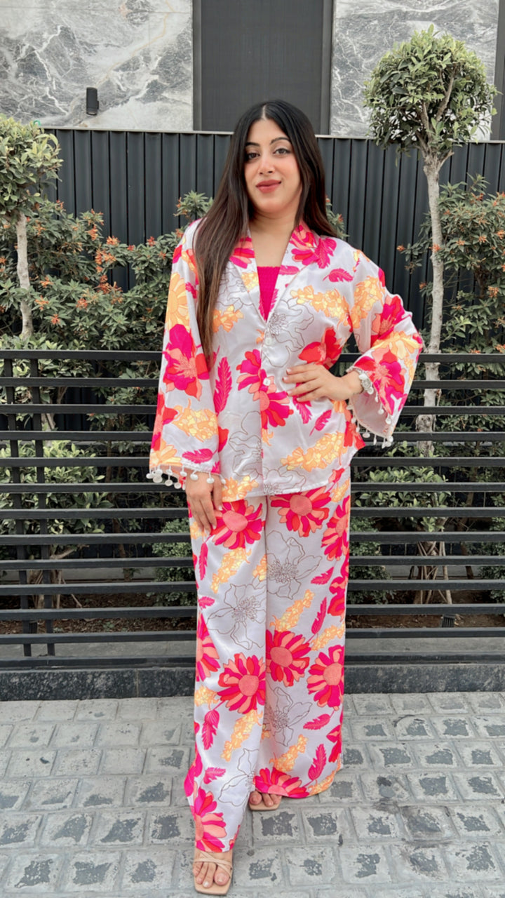 Satin Printed Floral Set